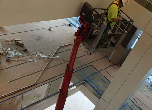 Specialty lift work during a large commercial construction cleanup