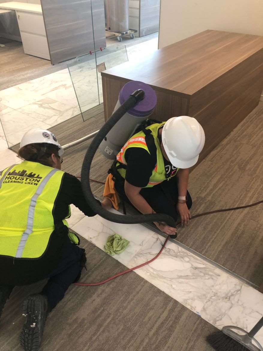 Interior detail cleaning during commercial construction